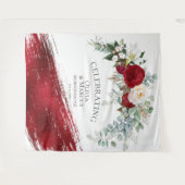 Red Ivory Peony Bold Scarlet Stroke Wedding Prop Wandteppich (Vorderseite (Horizontal))