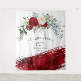 Red Ivory Peony Bold Scarlet Stroke Wedding Prop Wandteppich