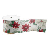 Red & Ivory Poinsettia Holiday Satinband (Spule)