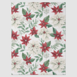 Red & Ivory Poinsettia Holiday Tissue Paper Seidenpapier