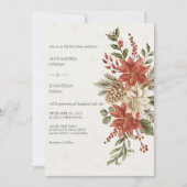 Red & Ivory Poinsettias in Snow on Ivory Wedding Einladung (Vorderseite)