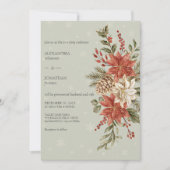 Red & Ivory Poinsettias - Snow on Sage Wedding Einladung (Vorderseite)