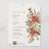 Red & Ivory Poinsettias zu Elfenbeinküste QR-Hochz Einladung (Vorderseite)