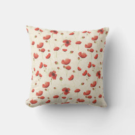 Red Ivory Poppy Throw Kissen