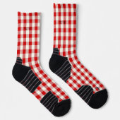 Red Ivory Preppy Gingham Karierte Weihnachten Socken (Rechts)