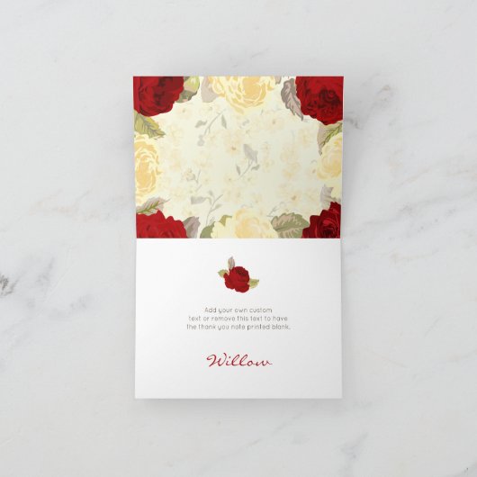 Red & Ivory Rose Vielen Dank Karten (Innenseite)