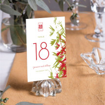 Red & Jade Green Bamboo Blätter Shuang Xi Wedding
