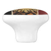 Red Jaguar Animal Print in Black and Garnet Keramikknauf (Seitenansicht)