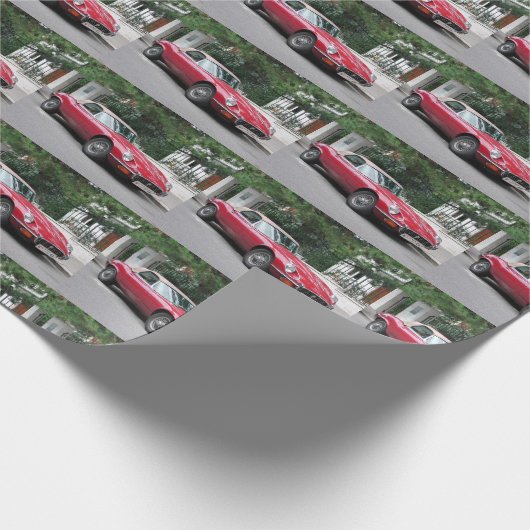 Red Jaguar E Type Cabriolet Geschenkpapier (Ecke)