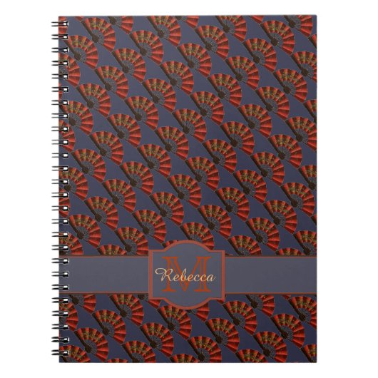 Red Japanese Antique Fans Elegant Personalised Notizblock (Vorderseite)