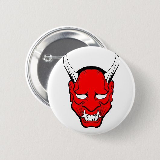 Red Japanese Hannya Mask Button (Vorne & Hinten)