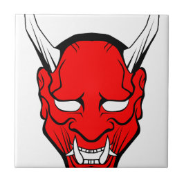 Red Japanese Hannya Mask Fliese