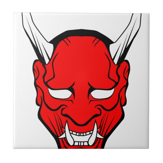 Red Japanese Hannya Mask Fliese (Vorderseite)