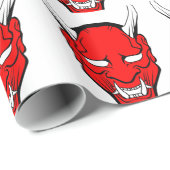 Red Japanese Hannya Mask Geschenkpapier (Rolleneckpunkt)