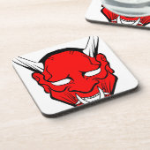 Red Japanese Hannya Mask Getränkeuntersetzer (Linke Seite)