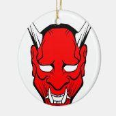 Red Japanese Hannya Mask Keramik Ornament (Links)