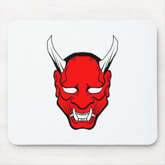 Red Japanese Hannya Mask Mousepad (Vorne)