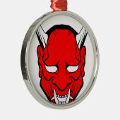 Red Japanese Hannya Mask Ornament Aus Metall (Rechts)