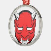 Red Japanese Hannya Mask Ornament Aus Metall (Links)