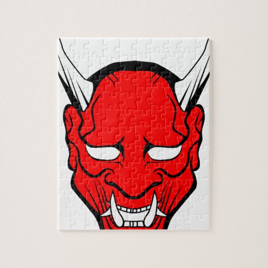 Red Japanese Hannya Mask Puzzle (Vertikal)