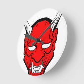 Red Japanese Hannya Mask Runde Wanduhr (Winkel)