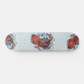 Red Japanese Koi Fish Illustration Skateboard (Horizontal)