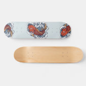 Red Japanese Koi Fish Illustration Skateboard (Horizontal)