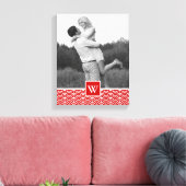 Red Japanese Pattern | Foto mit Monogramm Leinwanddruck (Insitu (Wohnzimmer))