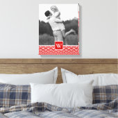 Red Japanese Pattern | Foto mit Monogramm Leinwanddruck (Insitu (Schlafzimmer))