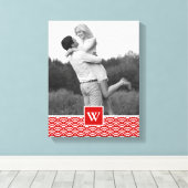 Red Japanese Pattern | Foto mit Monogramm Leinwanddruck (Insitu (Holzboden))