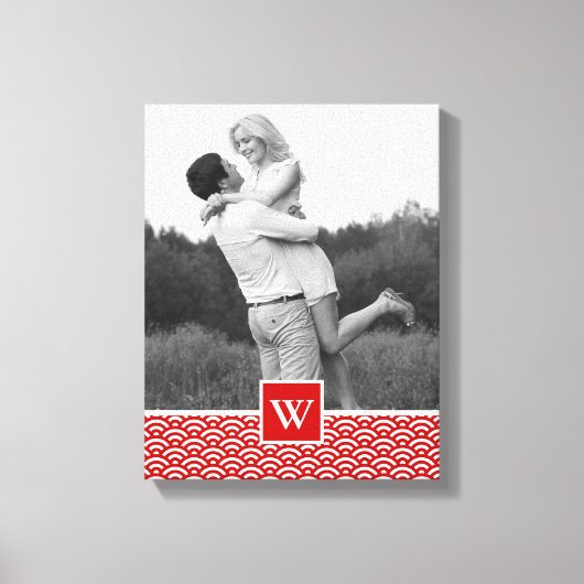 Red Japanese Pattern | Foto mit Monogramm Leinwanddruck (Vorderseite)
