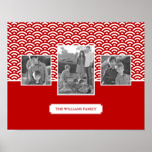 Red Japanese Pattern   Fotos und Texte aus der Fam Poster