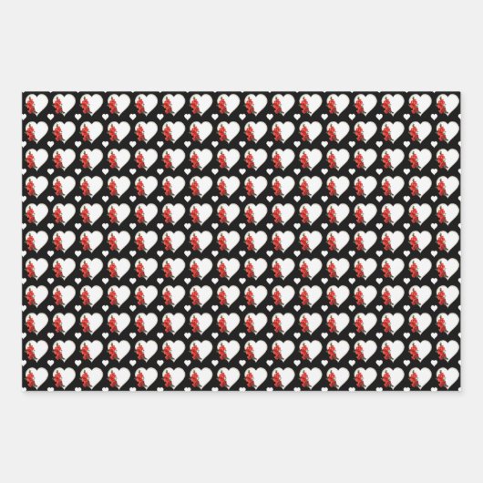 Red Japanese Quince Blossom Illustrationsherz Geschenkpapier Set (Vorderseite 2)