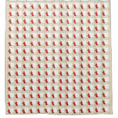 Red Japanese Quince Blossom Square beige Duschvorhang (Vorderseite)