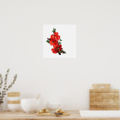Red Japanese Quince Blossom weiß Poster (Küche)