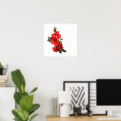 Red Japanese Quince Blossom weiß Poster (Heimbüro)