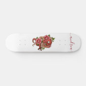 Red Japanese Snache Dragon Tattoo Style & Name Coo Skateboard (Horizontal)