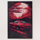 Red Japanese Supra Car Geschenk für Ihn Mancave Puzzle (Vertikal)