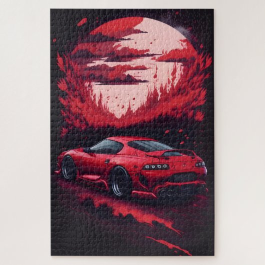 Red Japanese Supra Car Geschenk für Ihn Mancave Puzzle (Vertikal)