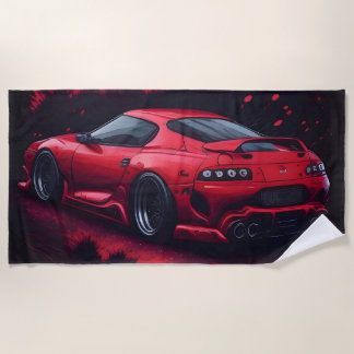 Red Japanese Supra Car Geschenk für Ihn Strandtuch