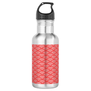 Red Japanese Wave Edelstahlflasche
