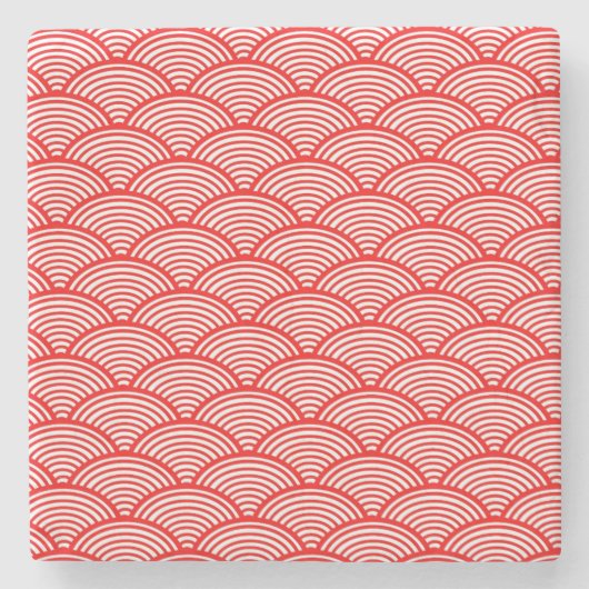 Red Japanese Wave Steinuntersetzer (Vorderseite)