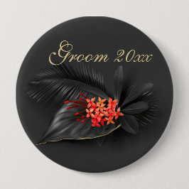 Red Jasmine Black Blätter Wedding Button
