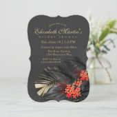 Red Jasmine Dark Tropical Brautparty Einladung (Stehend Vorderseite)
