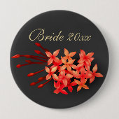 Red Jasmine Dark Tropical Wedding Button (Vorderseite)