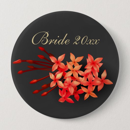 Red Jasmine Dark Tropical Wedding Button (Vorderseite)
