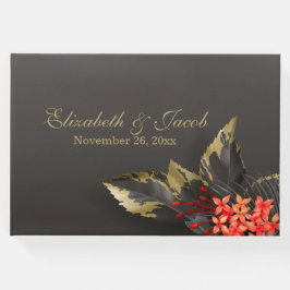 Red Jasmine Dark Tropical Wedding Gästebuch