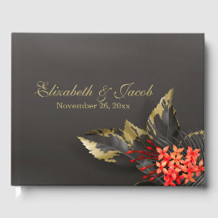 Red Jasmine Dark Tropical Wedding Gästebuch