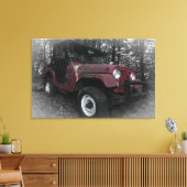 Red Jeep mit Schwarzweiß-Hintergrund Leinwanddruck (Insitu (Wohnzimmer))