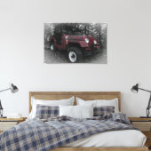 Red Jeep mit Schwarzweiß-Hintergrund Leinwanddruck (Insitu (Schlafzimmer))